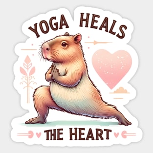 Yoga Heals the Heart Capybara Doing Yoga Sticker